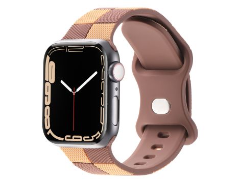 Pasek Opaska Bransoleta Silikon Krata Brązowy do Apple Watch 3 4 5 6 7 8 9 SE 38/40/41mm - 2